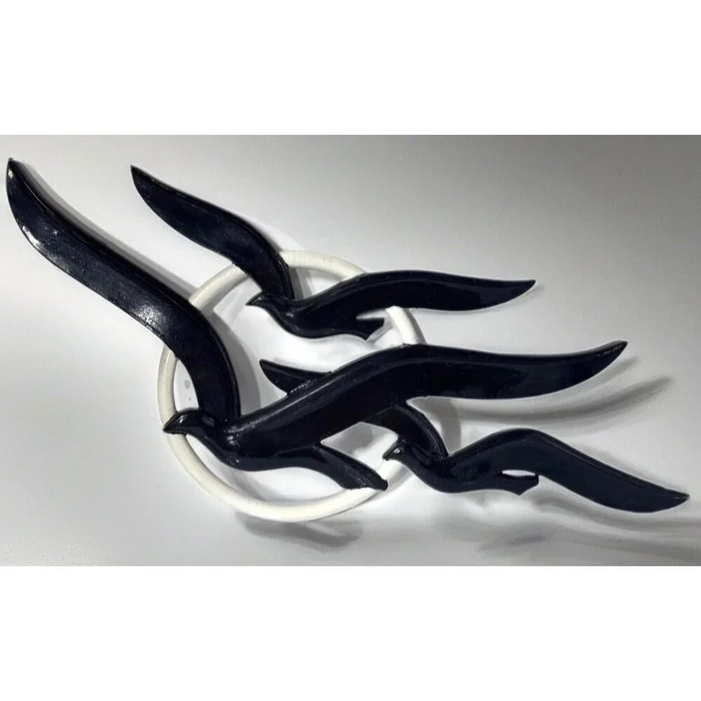 Vtg Syroco Black White Seagull Wall Art‎ Coastal Decor Large 27